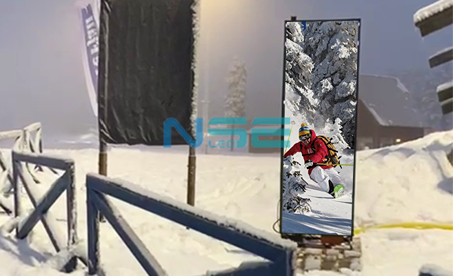 Newly developed-Outdoor slim led poster tested in Sweden Ski Resort